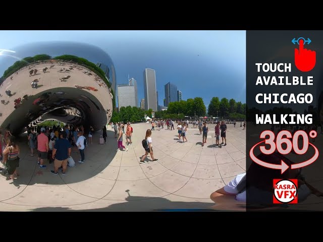 360 degree Millennium Park video, walking in Chicago 360 VR movies