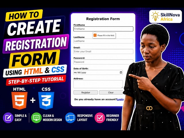 Website development Part4:How to Create Registration Form using HTML and CSS|| Easy-Tutorial in Kiny