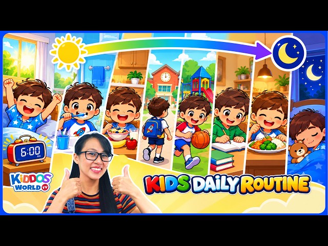 Learn Kids’ Daily Routine | Morning to Bedtime with Miss V