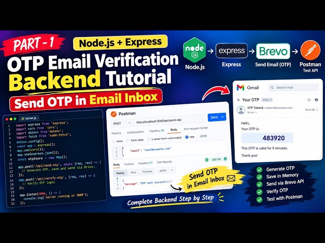 Email OTP Verification Backend with Node.js, Express & Brevo | Send OTP to Email | Part 1