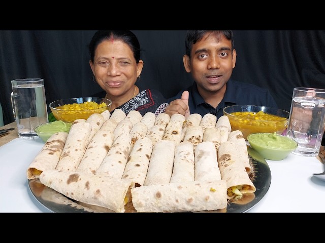 ROLL EATING CHALLENGE , MOTHER VS SON FOOD EATING SHOW