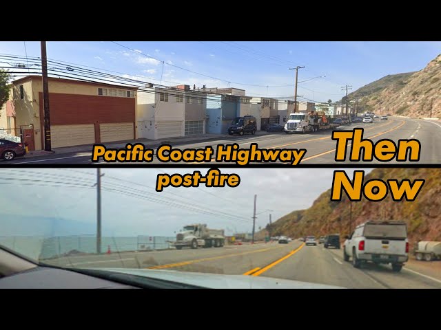 Driving up the PCH post-Palisades Fire, 360 degree video