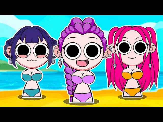 SPRUNKI HUNTR/x On The Beach React To Kpop Demon Hunters Animation!