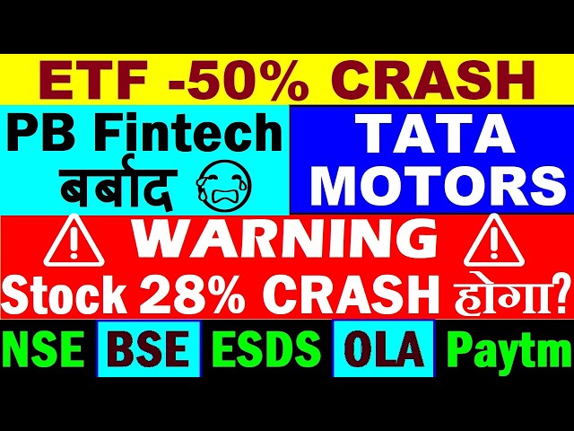 WARNING⚠️Stock 28% CRASH होगा?😨🔴PB Fintech🔴Tata Motors🔴ESDS🔴NSE🔴BSE🔴OLA🔴Motilal Oswal NASDAQ Q50 ETF