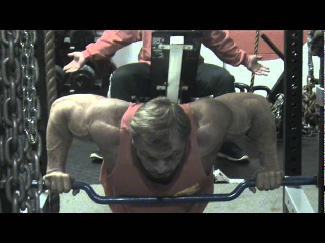 Ladder pushups with a cambered bar.MPG