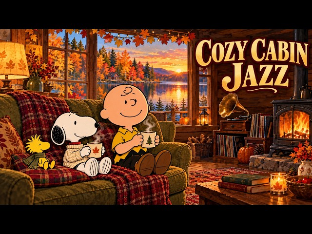 Snoopy’s Cozy Autumn Lake Cabin 🍂 | Relaxing Vintage Café Jazz