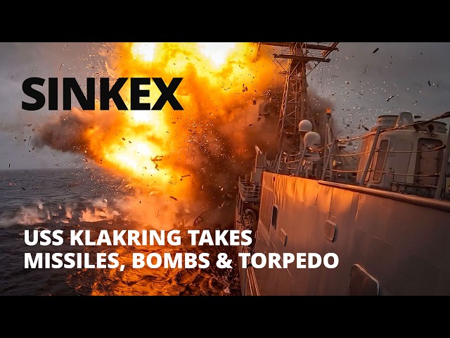 Onboard cameras record warship being hit - Atlantic Thunder 2026, sinking an old frigate