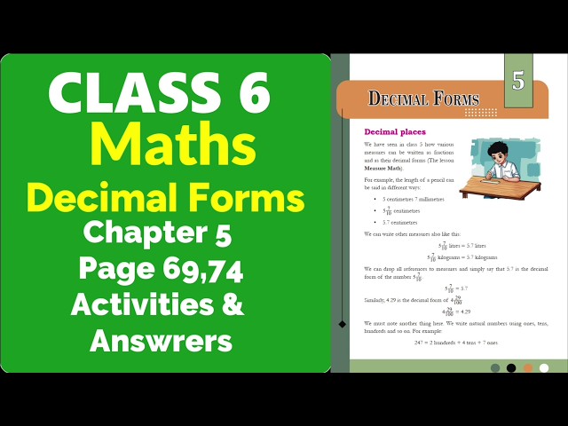 Class 6 Maths Notes | Chapter 5 Decimal Forms  | Page 69,74  Activities & Answers | Mal & Eng