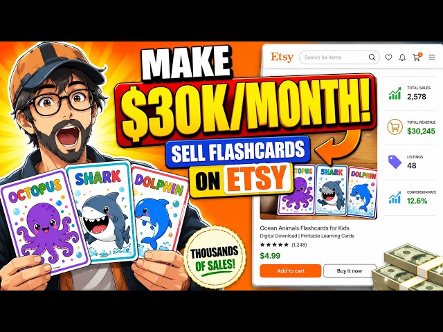 How to Make $30K/Month Selling Kids Flashcards on Etsy!
