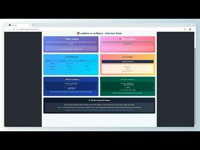 Difference Between useState and useMemo in React JS | React Hooks Explained for Interviews