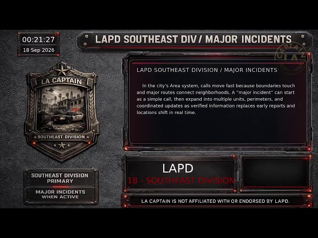 Southeast Division - *Live* LAPD Police Scanner - LA Captain - 17-Sep-2026 - S5