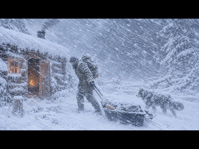 7 Days Hiding in a Wooden Cabin Underground During a SNOWSTORM | The Most Intense SNOWSTORM Ever