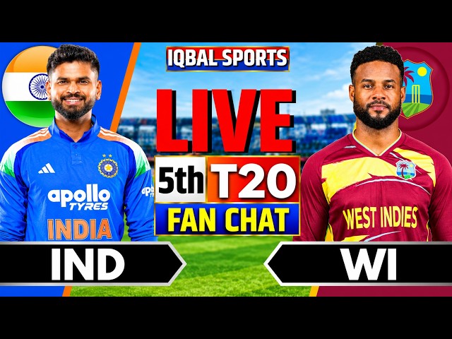 🔴India vs West Indies 5th T20 Match LIVE | IND vs WI Live Score & Commentary | Iqbal Sports Fan Chat