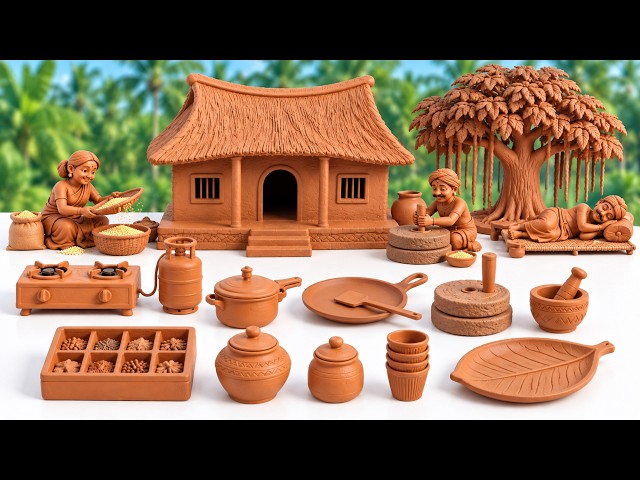 Amazing 12 Cute Tiny Kitchen Set DIY | How to Make Miniature Mitti Bartan 🍶 | Handmade Clay House