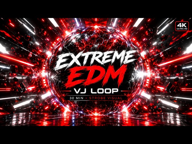 Extreme EDM VJ Loop | Red & White Strobe Visual | 30 Minutes 4K LED Screen Background