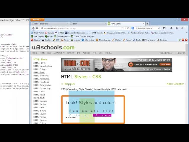 HTML & CSS - how to do your homework - Aptana