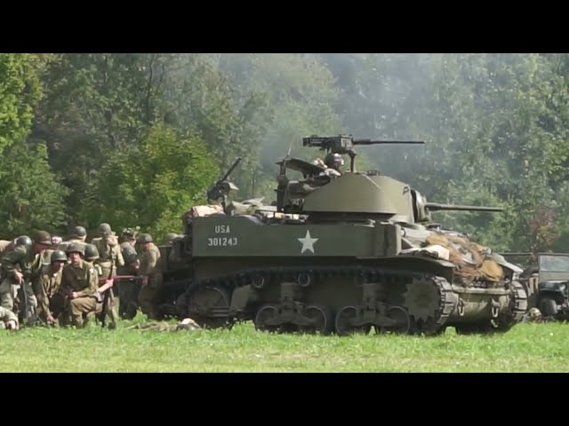 Largest WW2 Reenactment in the Midwest; Field Battle with Tanks and Artillery