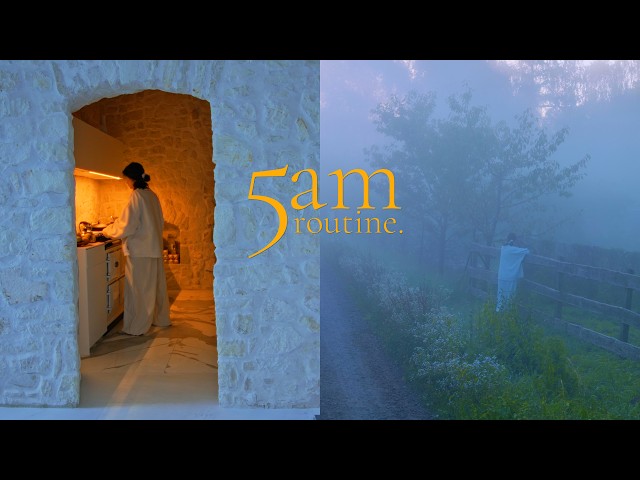 5AM misty autumn morning routine in the countryside | silent vlog, slow living & tasty pumpkin cake