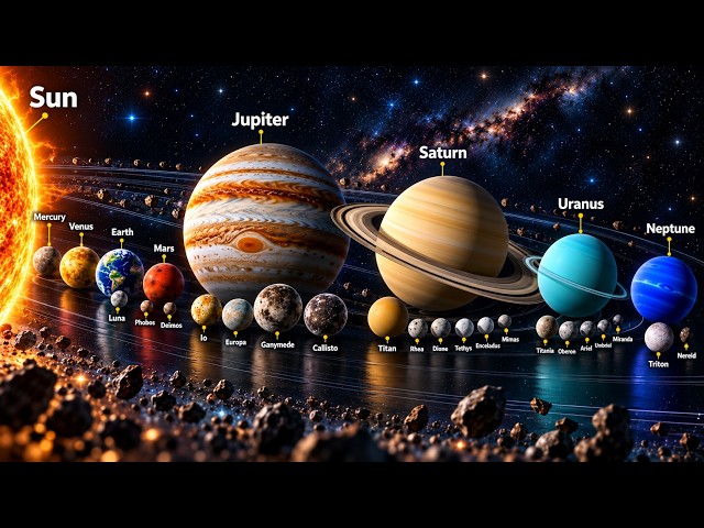 Explore All Moons in the Solar System | 3D Size Comparison