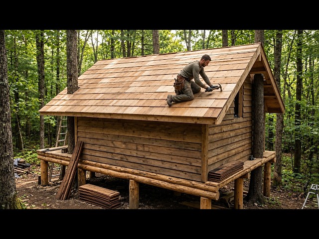 He built a shelter cabin in the wilderness | Relaxing ASMR