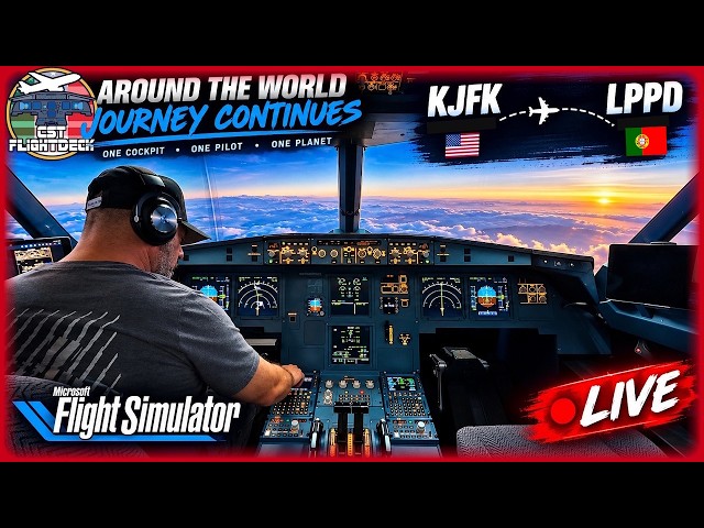 WE’RE CROSSING THE ATLANTIC! 🌎 KJFK → LPPD | Around the World in My Full-Scale Airbus Cockpit!