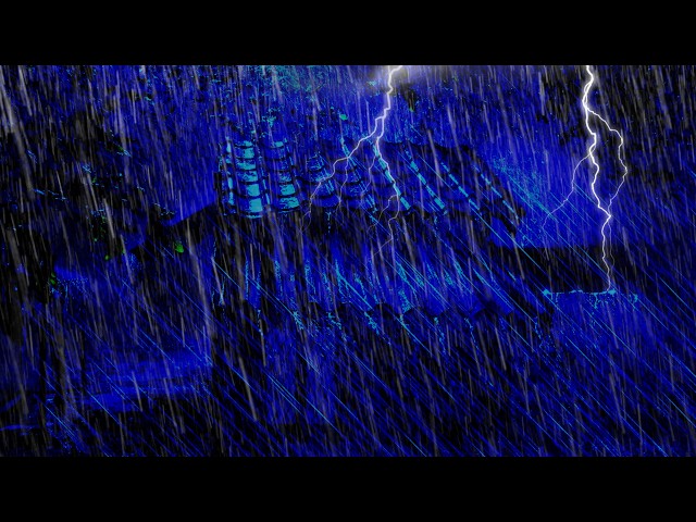 Powerful Night Thunderstorm | Heavy Rain, Strong Wind & Thunder for Sleep