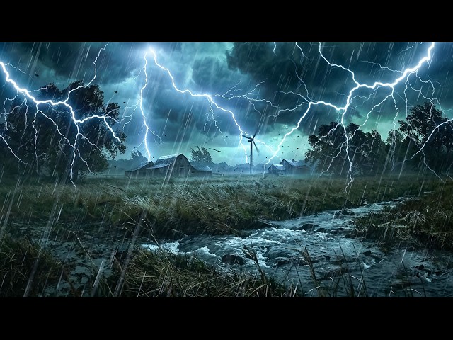 Epic Thunderstorm Behind the Mountain Field | Fall Asleep in Minutes with Heavy Rain & Loud Thunder