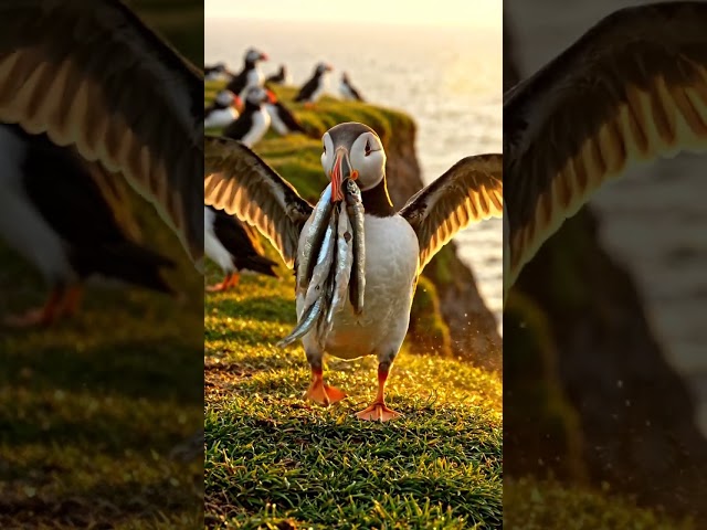Only 60 fish carried by one Atlantic Puffin at once! #shorts #puffin