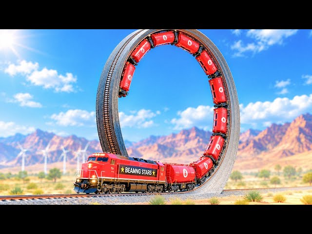 Double Loop Rail Tracks VS Trains - BeamNG.Drive | Cars vs Trains Crashes