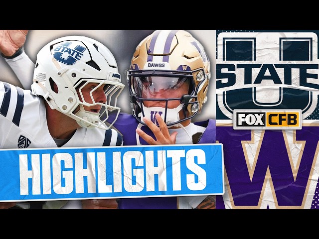 Utah State Aggies vs No. 19 Washington Huskies Highlights 🏈 FOX College Football