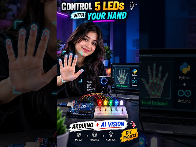 I Built a Hand Gesture LED Controller 🤯 | Arduino + AI Vision #shorts