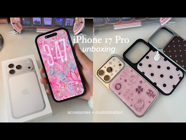 iPhone 17 Pro (silver) aesthetic unboxing ✨ accessories + customization, camera test, iPhone setup 