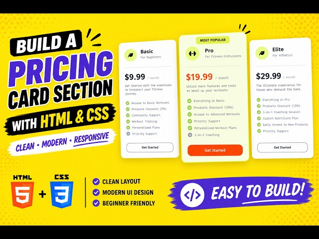 Build a Pricing Card Section with HTML & CSS