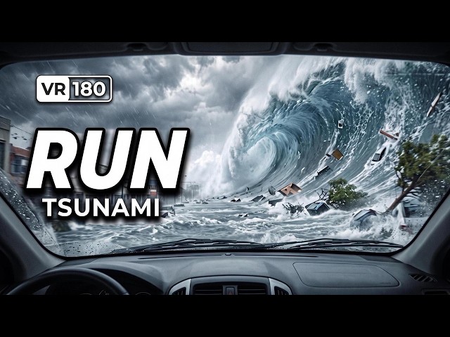 VR 180 You Can't Outrun the Tsunami — City Flood & Elevator Crash