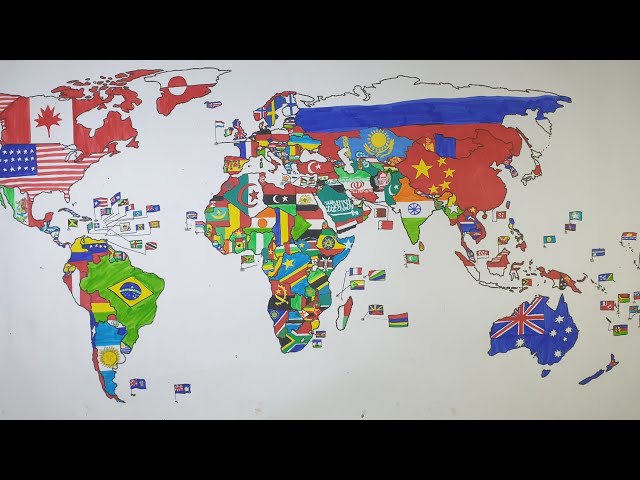 World Map Drawing//World Flag Drawing #flags 