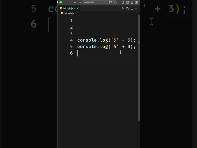 JavaScript Trick 🤯: '5' - 3 vs '5' + 3