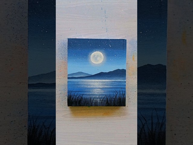 Easy Acrylic Painting for Beginners - Learning calm from the night and the moon #shorts #art