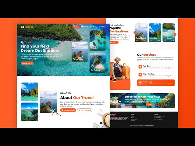 Build a Responsive Travel Website using HTML CSS JavaScript | Full Tutorial