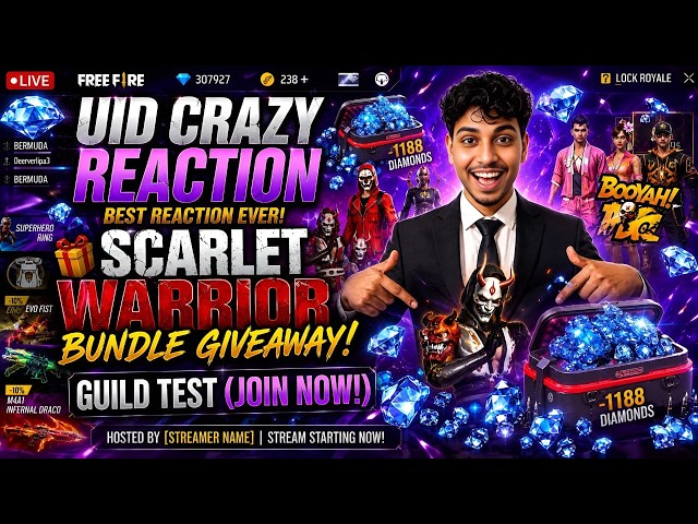 💥 AJAO GUYS GIVEAWAY 🎁+CRAZY REACTION 🤯💥#FreeFirelndia #FFLive #GamingLive #CrazyUIDReaction