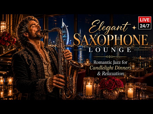 24/7 Live - Elegant Saxophone Lounge ✨ Romantic Jazz for Candlelight Dinners & Relaxation