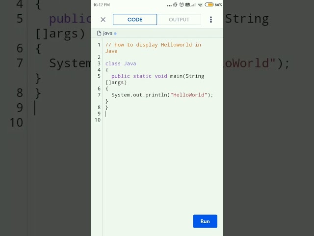 how to display simple hello world in java. #shorts #viral
