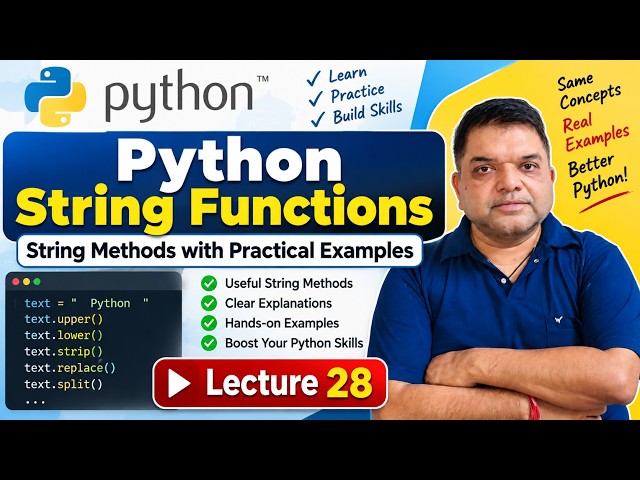 lecture 28 | Python String Functions | String Methods with Practical Examples