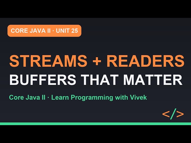 Core Java II: Byte and Character Streams: InputStream, Reader, Buffers | Unit 25
