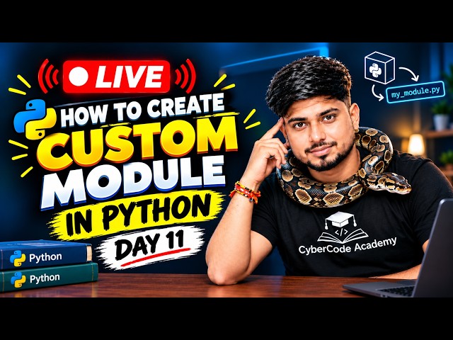 🔴 LIVE | How to Create Custom Modules in Python | Python Tutorial Day 11 | Cyber Code Academy