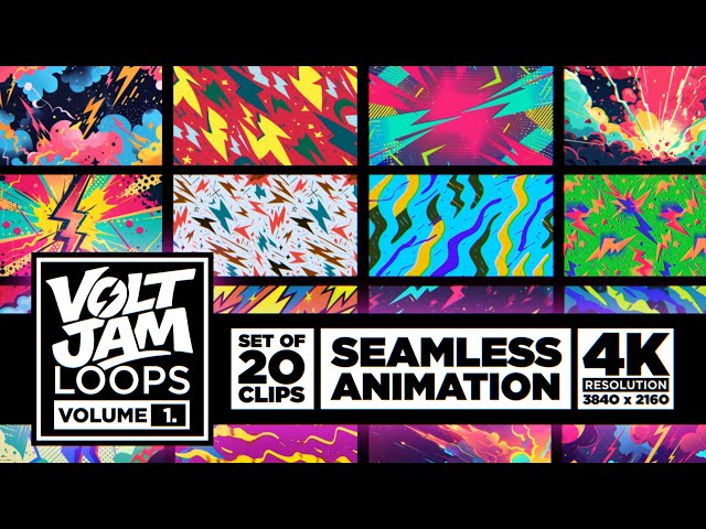 VOLTJAM LOOPS VOLUME 1 – 20 Seamless Cartoon FX Backgrounds | 4K VJ Pack