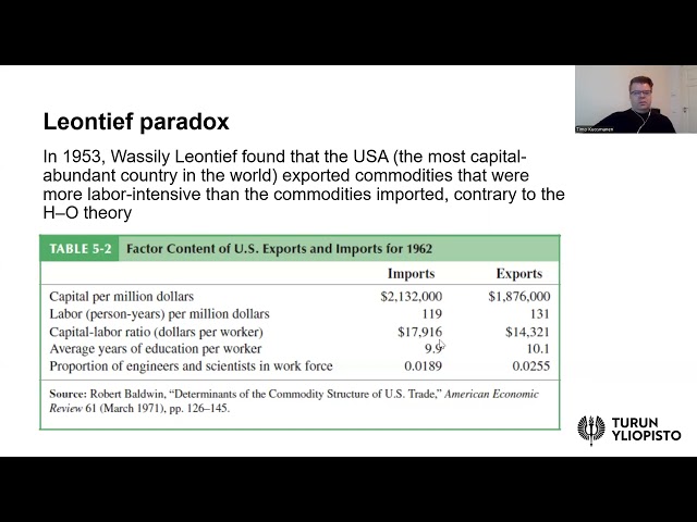 International Economics lesson 3d: Leontief paradox
