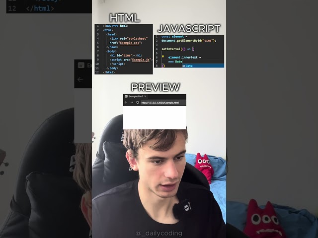 How to get the time in HTML and JavaScript #frontenddeveloper