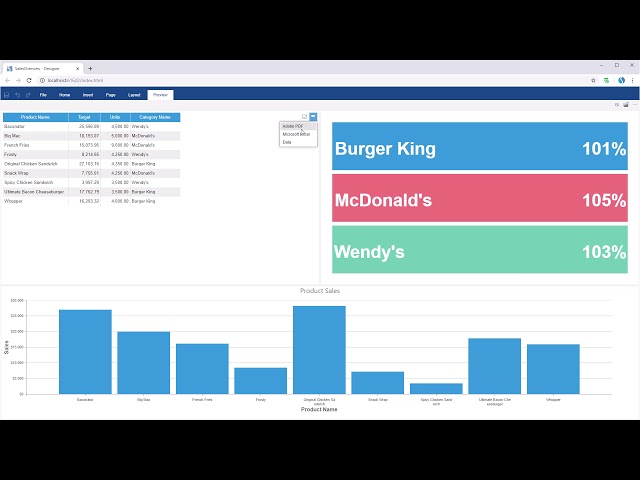 JS Dashboard: Export Table to Data (CSV File) [Shot on v2019]