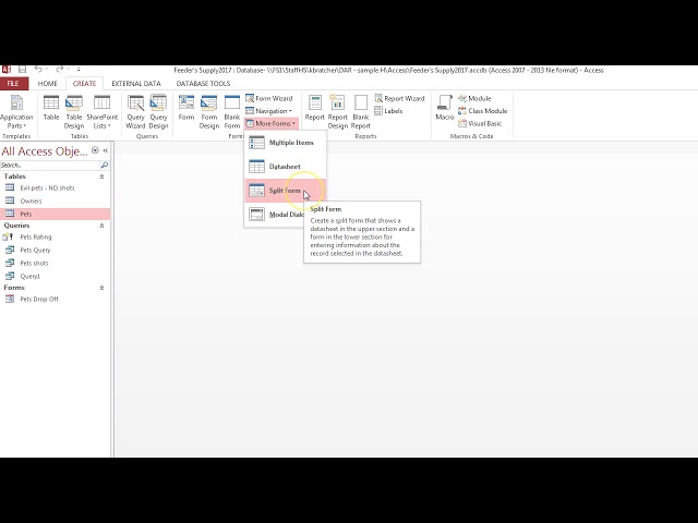 Creating Split Forms in Access