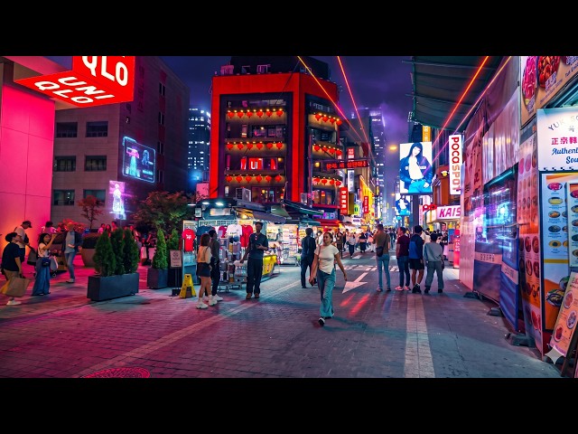 [4K HDR] 3 Hours Seoul Night Walk: Cheonggyecheon Stream, Cyberpunk Myeongdong & Seoul Forest